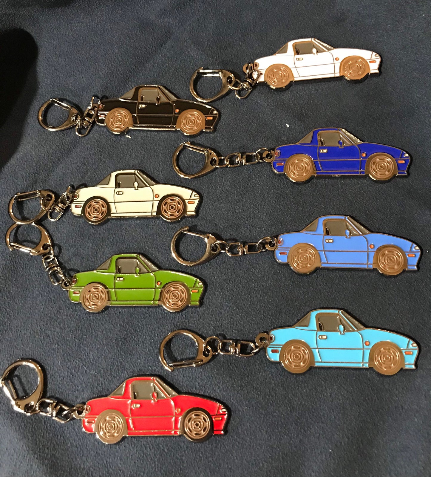 Auto Baked Enamel Key Chains Key Rings NEW Mazda Miata MX5 MARINER Blue