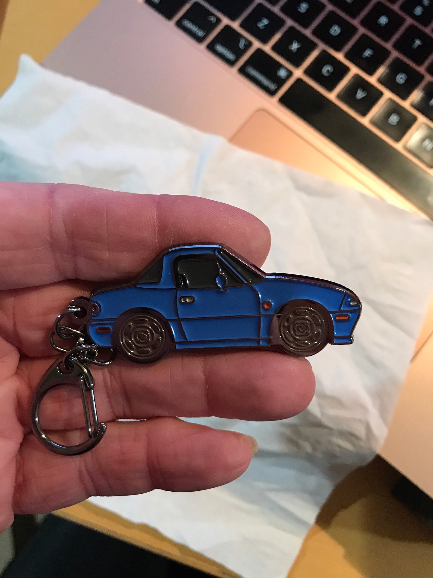 Auto Baked Enamel Key Chains Key Rings NEW Mazda Miata MX5 MARINER Blue