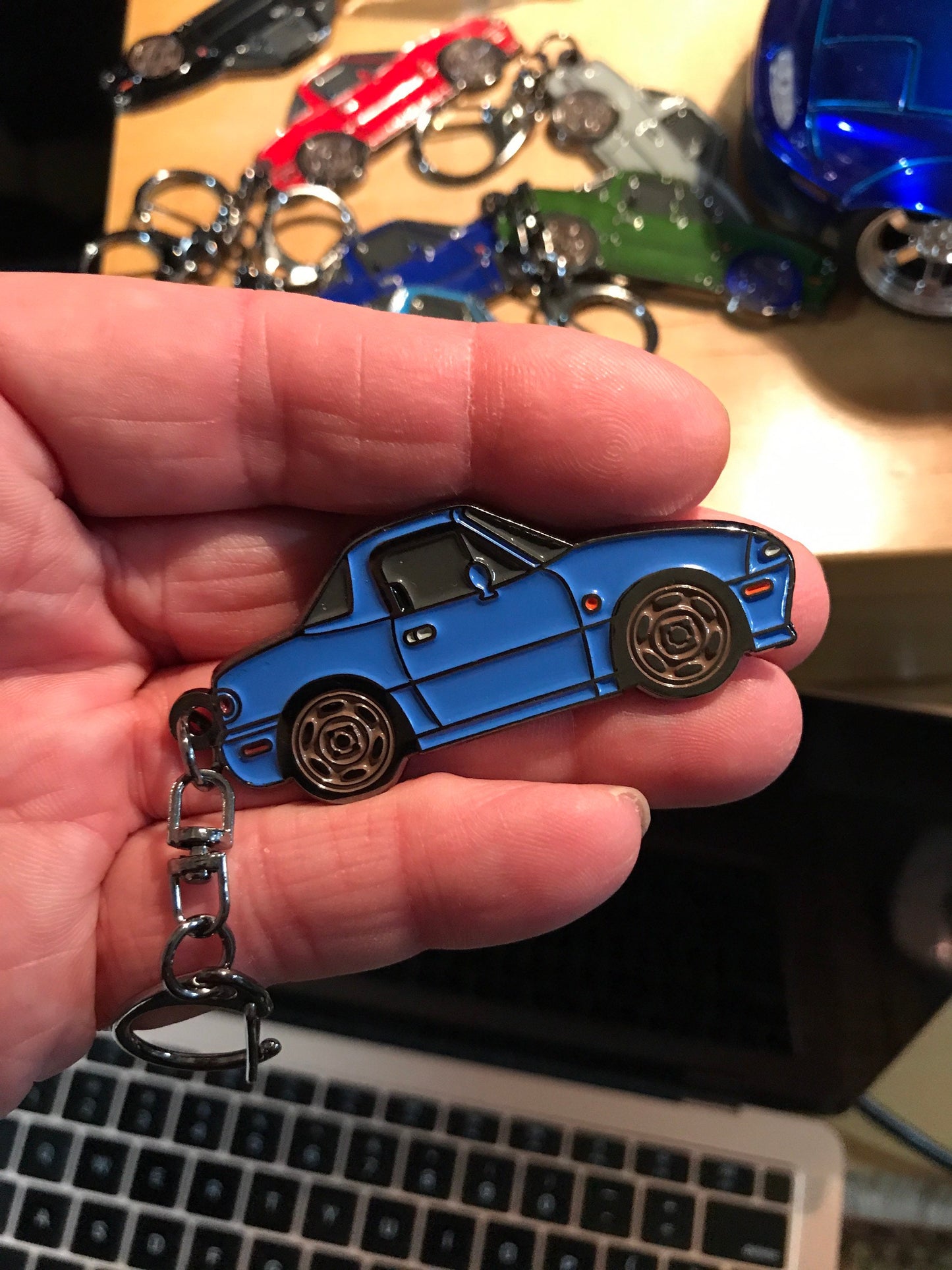 Auto Baked Enamel Key Chains Key Rings NEW Mazda Miata MX5 MARINER Blue
