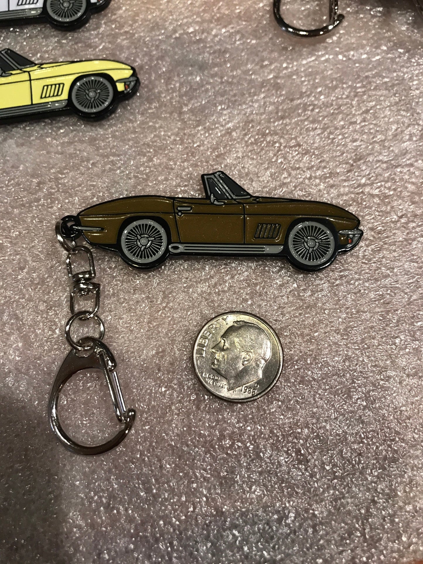 C2 #Corvette Baked Enamel Keychains #convertible #Stingray GOLD