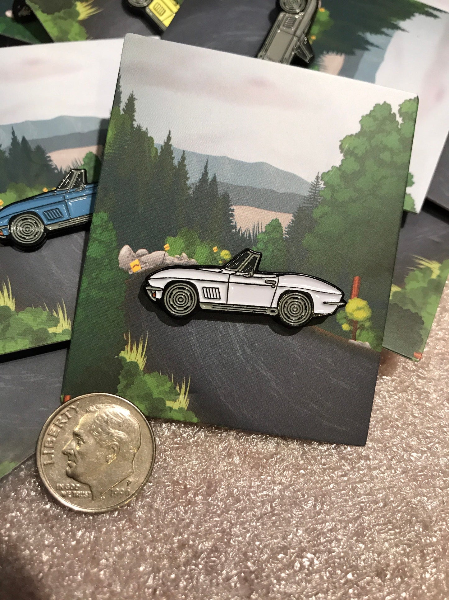 C2 #Corvette #Stingray #convertible Baked #Enamel #pinbadge #carpins WHITE