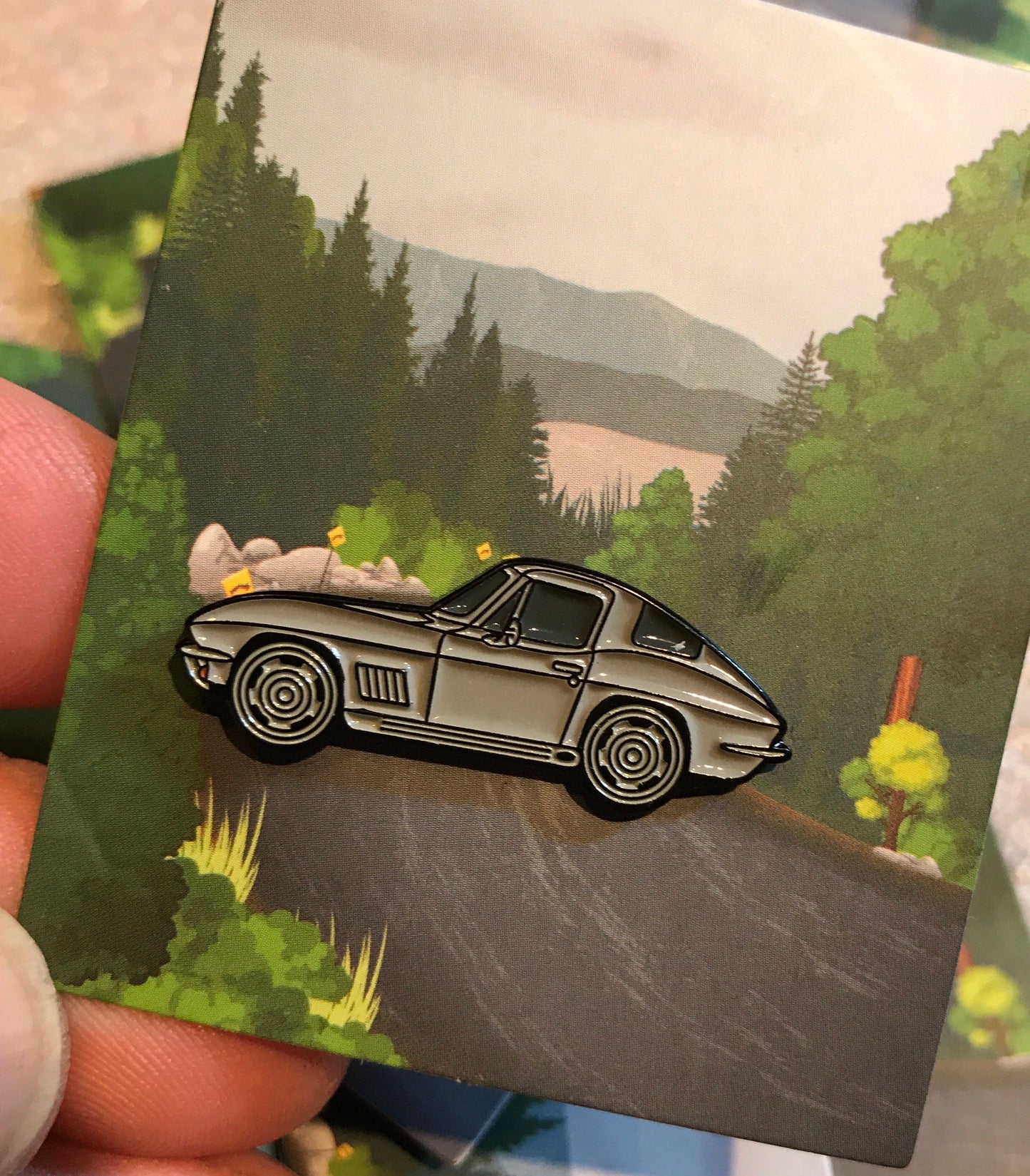 C2 #Corvette #Stingray #coupe Baked #Enamel lapel pin badge car pins SILVER