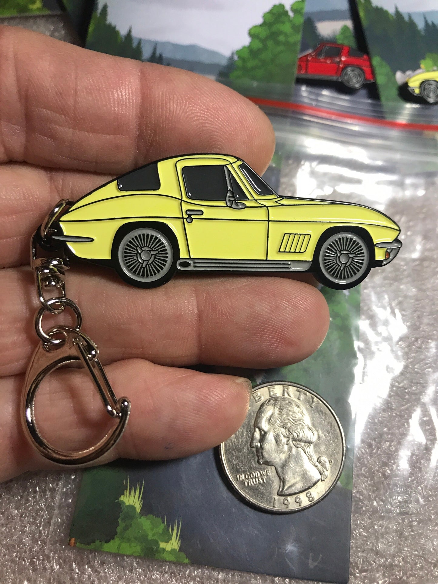 C2 #Corvette Baked Enamel Keychains YELLOW #coupe #Stingray