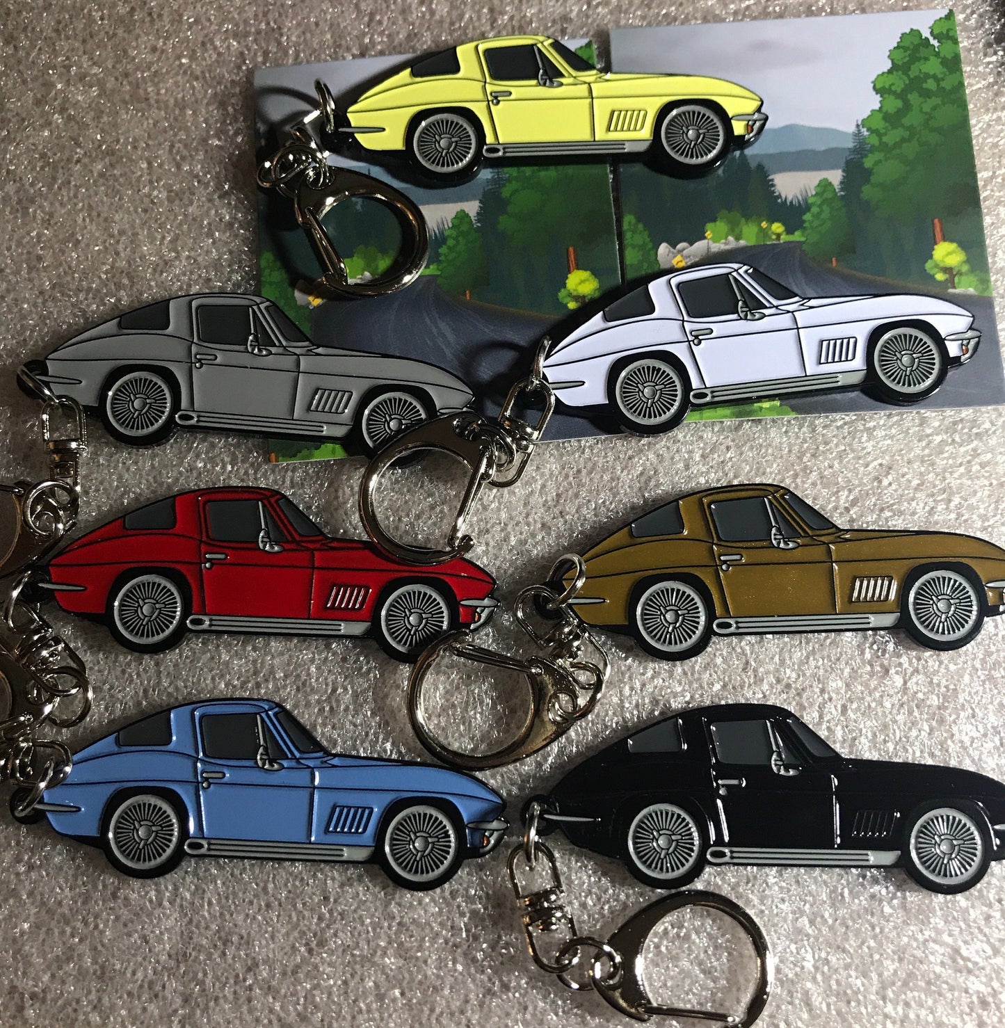 C2 #Corvette #Baked Enamel Keychains Dark Green, BRG #Stingray, great gift for the Vette enthusiast!