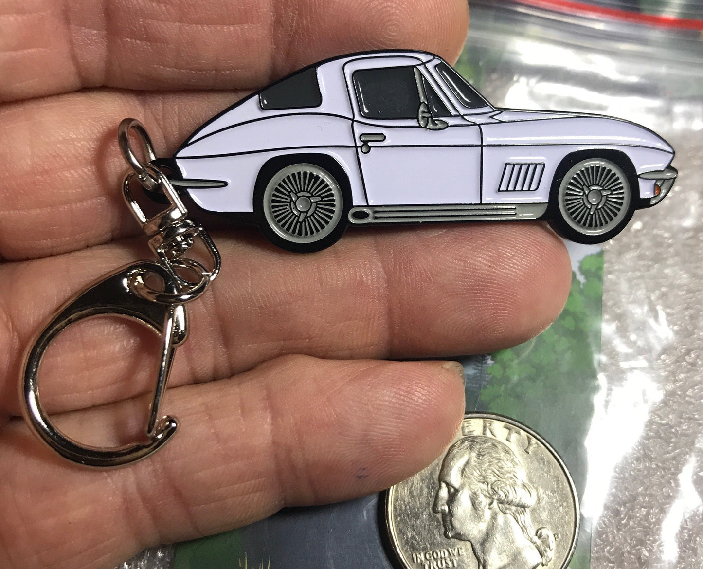 C2 #Corvette Baked Enamel Keychains WHITE #COUPE #Stingray