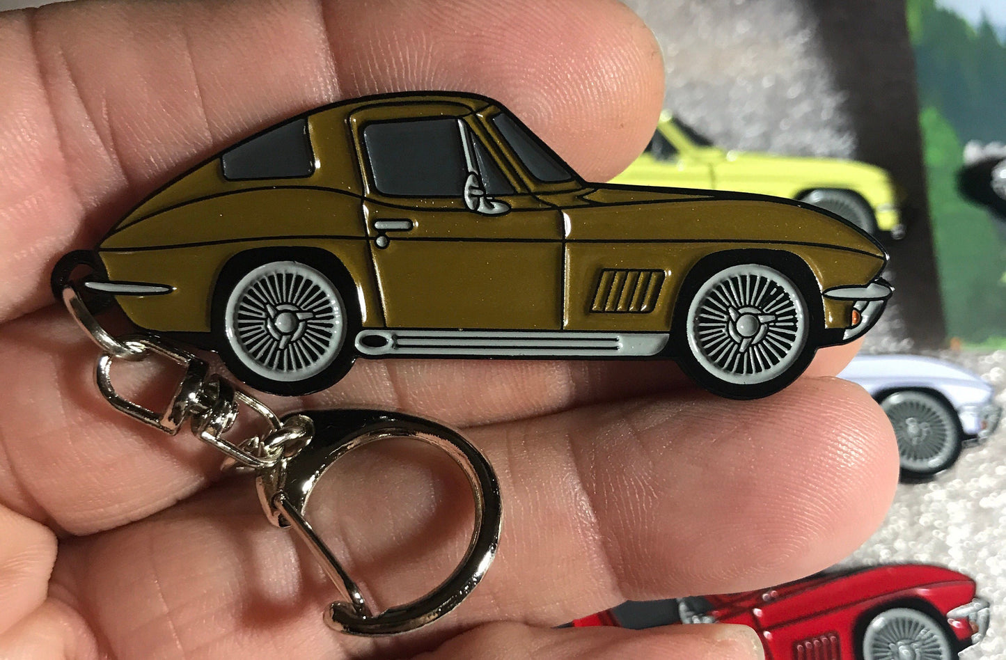 C2 #Corvette Baked Enamel Keychains GOLD #coupe #Stingray