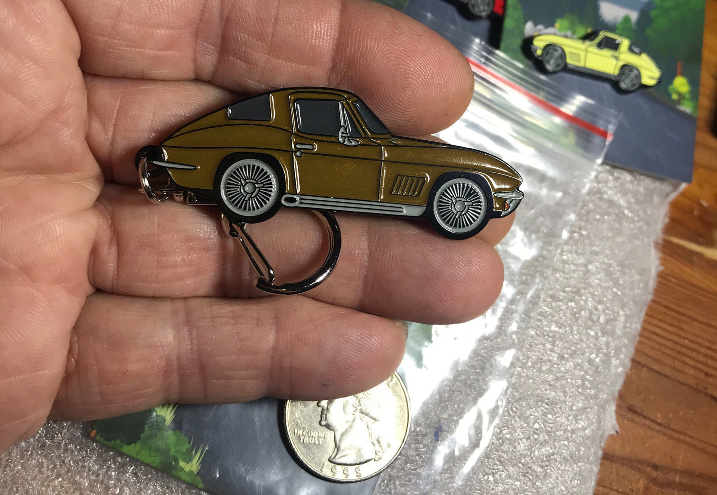C2 #Corvette Baked Enamel Keychains GOLD #coupe #Stingray