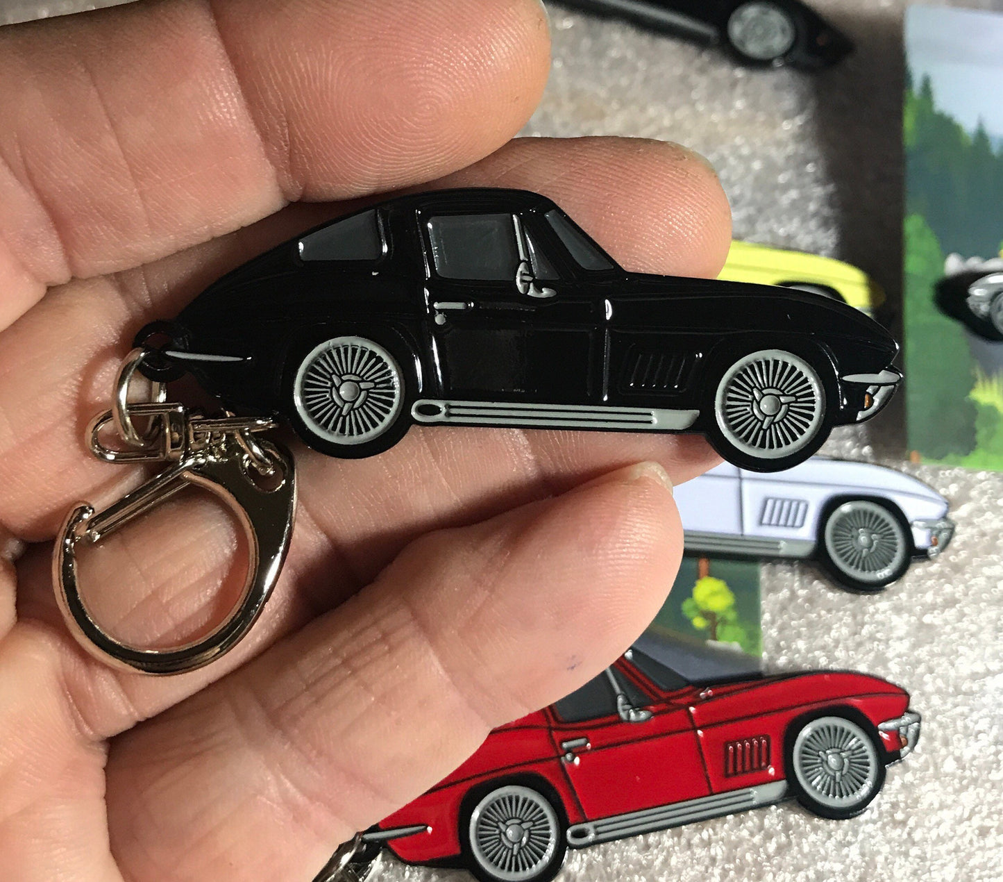 C2 #Corvette Baked Enamel Keychains BLACK #coupe #Stingray