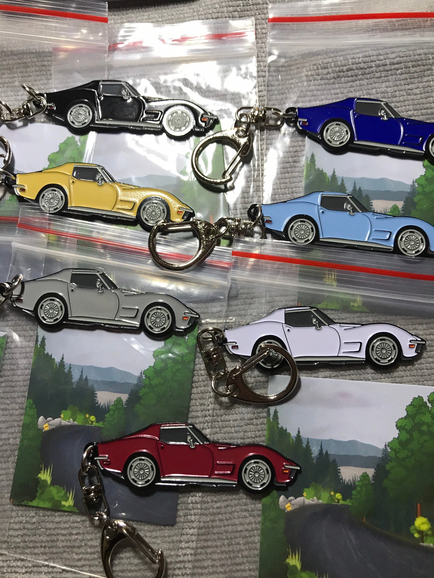 C3 #Corvette Baked Enamel Keychains WHITE #Stingray #Coupe