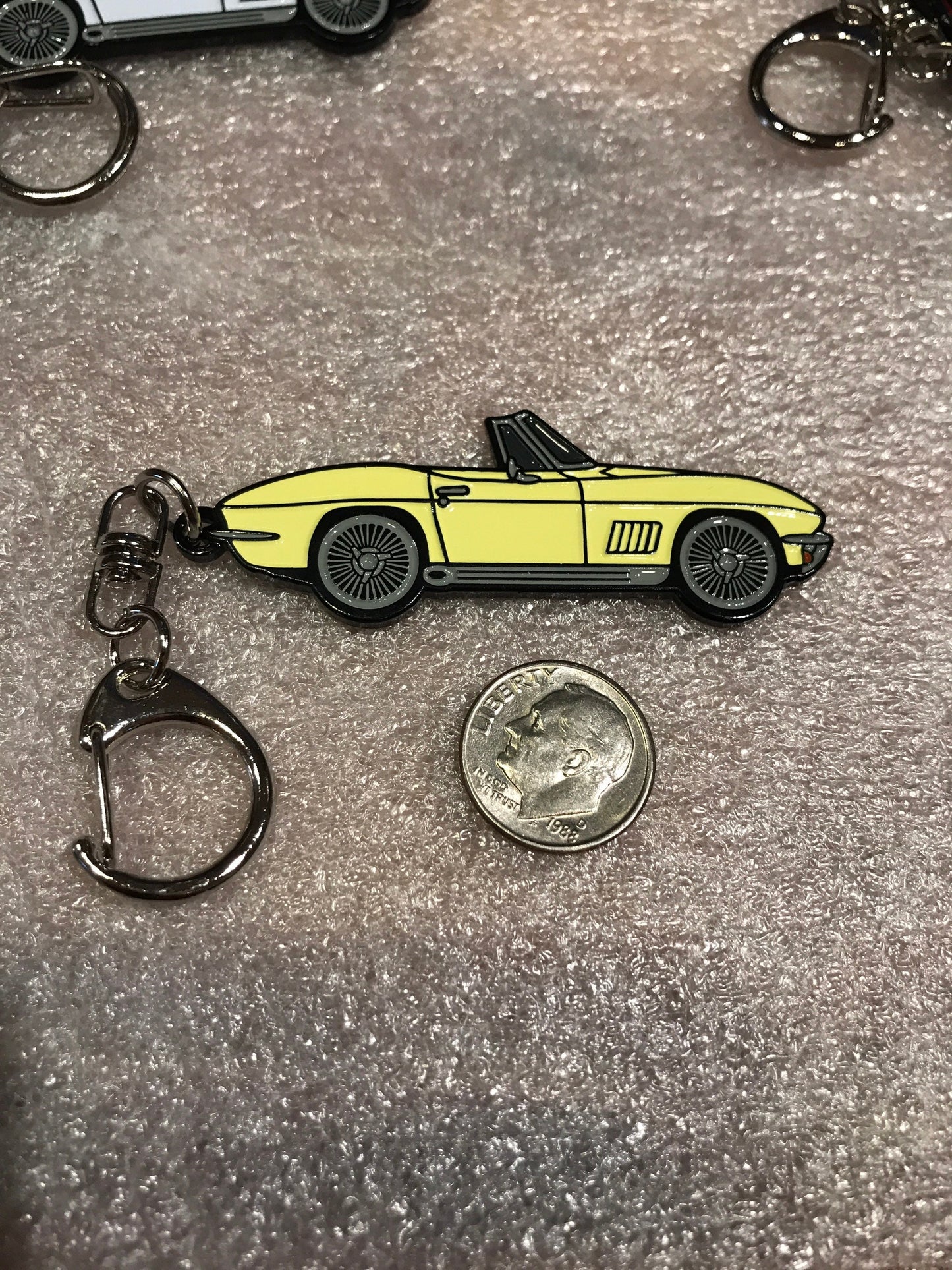 C2 #Corvette Baked Enamel Keychains #convertible #Stingray YELLOW
