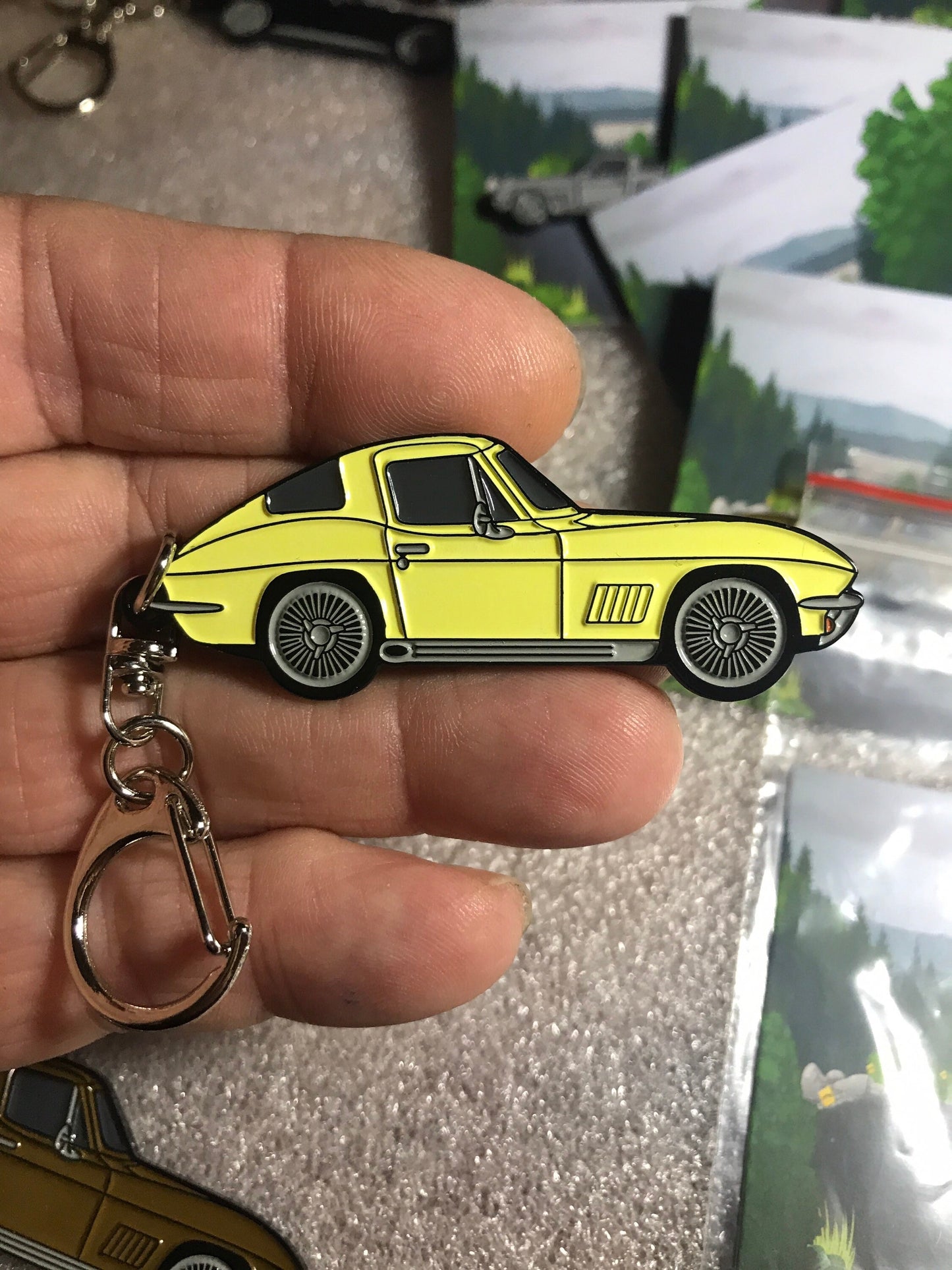 C2 #Corvette Baked Enamel Keychains YELLOW #coupe #Stingray