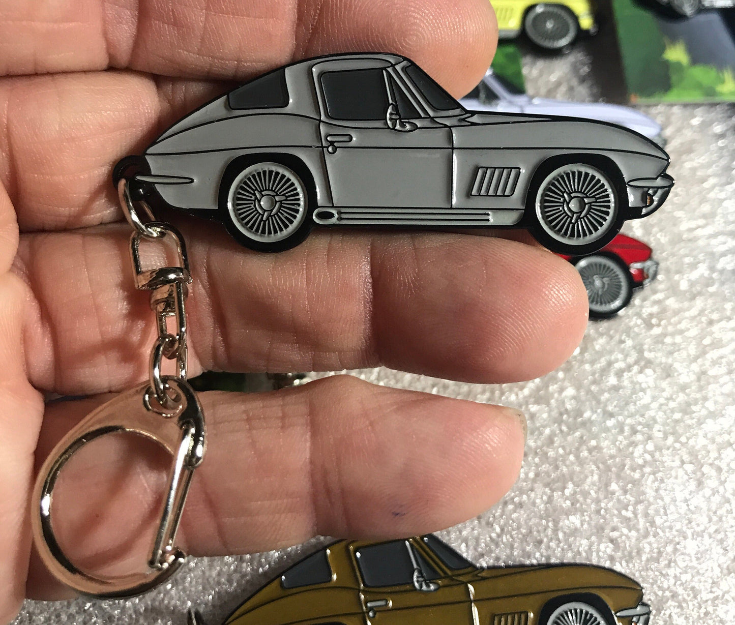 C2 #Corvette #Baked Enamel Keychains SILVER #Stingray