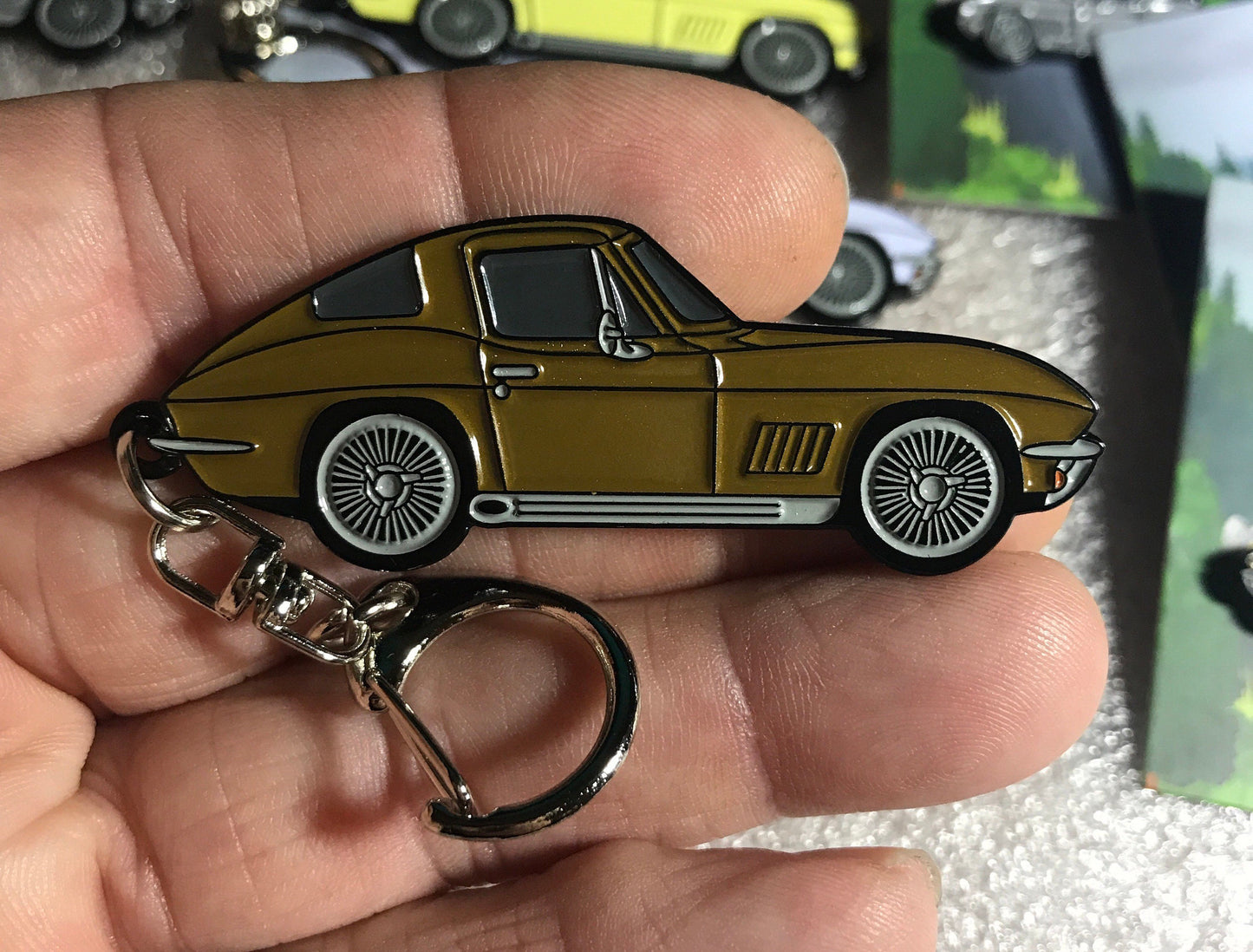C2 #Corvette Baked Enamel Keychains GOLD #coupe #Stingray