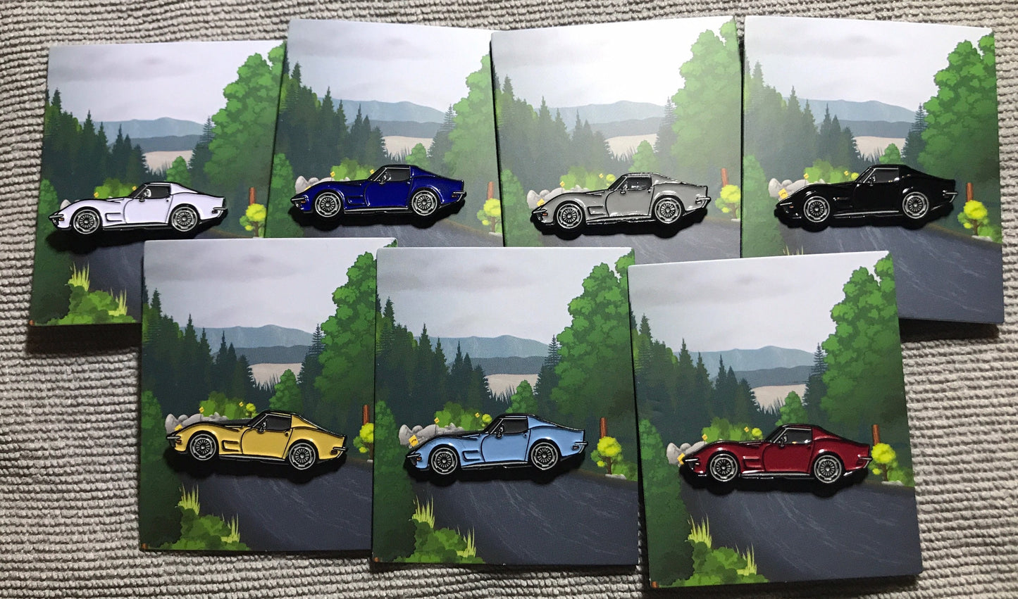 C3 #Corvette #Stingray #coupe Baked #Enamel #pinbadge #carpins BLACK - 7 colors
