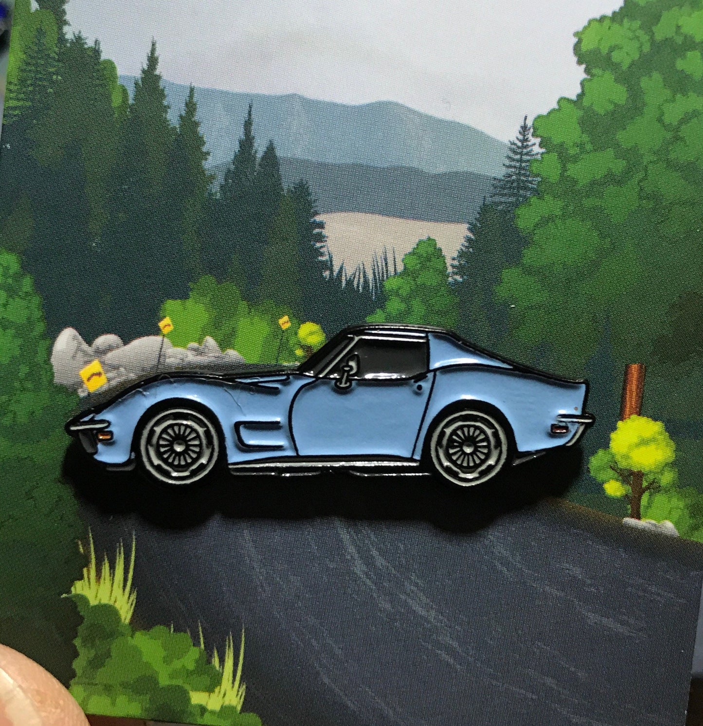 C3 #Corvette #Stingray #coupe Baked #Enamel #pinbadge #carpins LIGHT BLUE - 7 colors