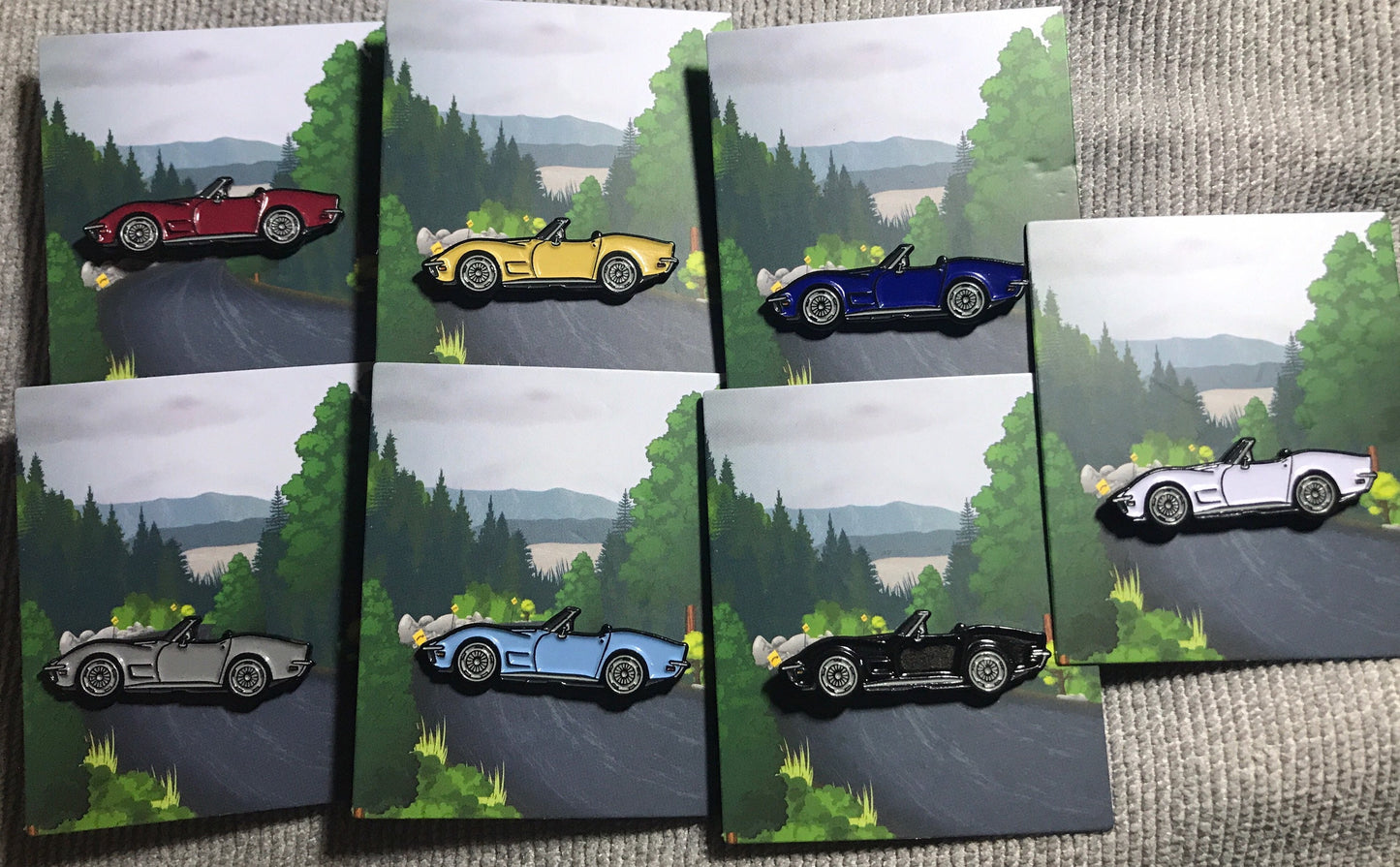 C3 #Corvette #Stingray #convertible Baked #Enamel #pinbadge #carpins GOLD YELLOW - 7 colors available