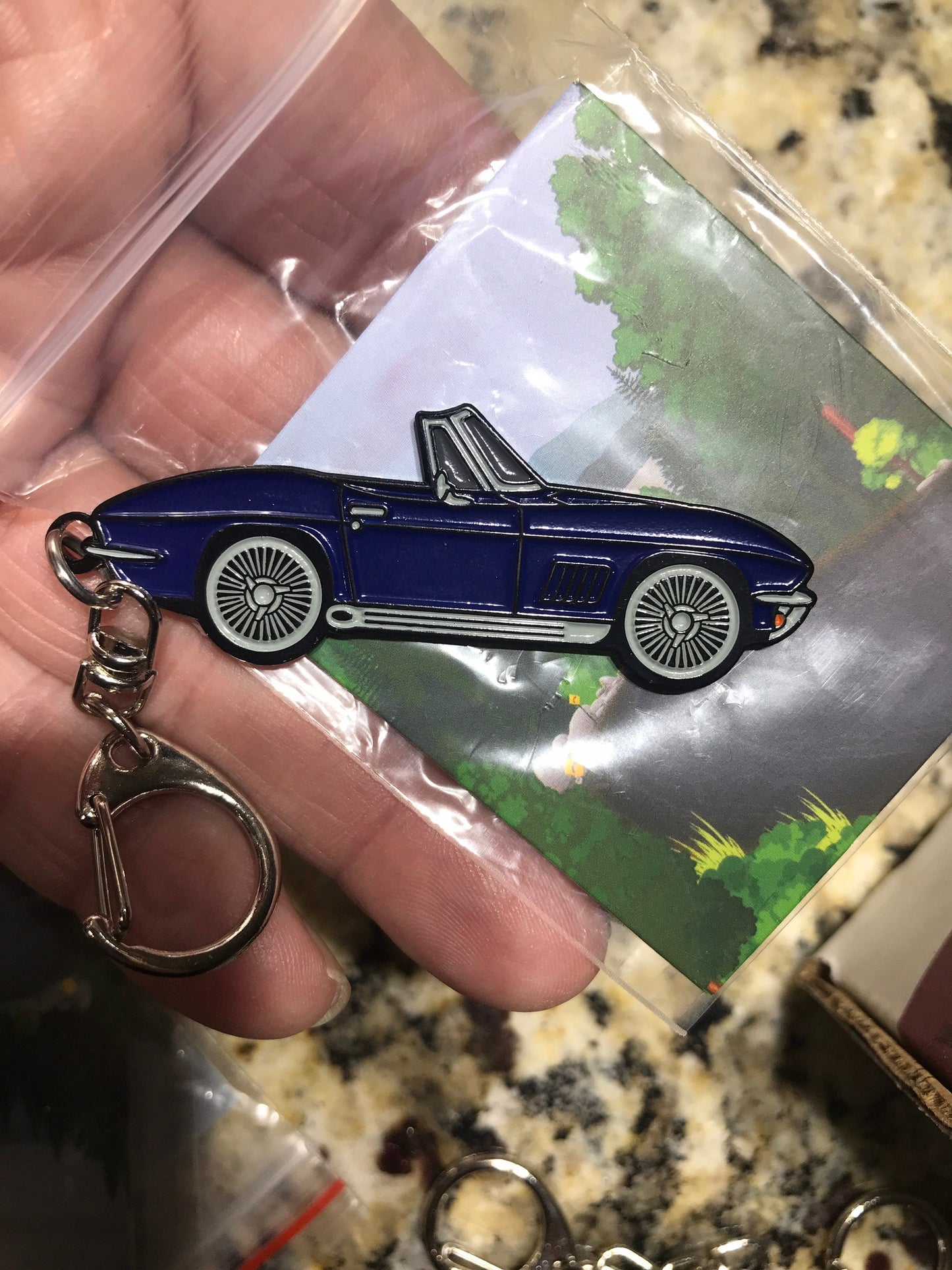 C2 #Corvette Baked Enamel Keychains #convertible #Stingray Daytona BLUE