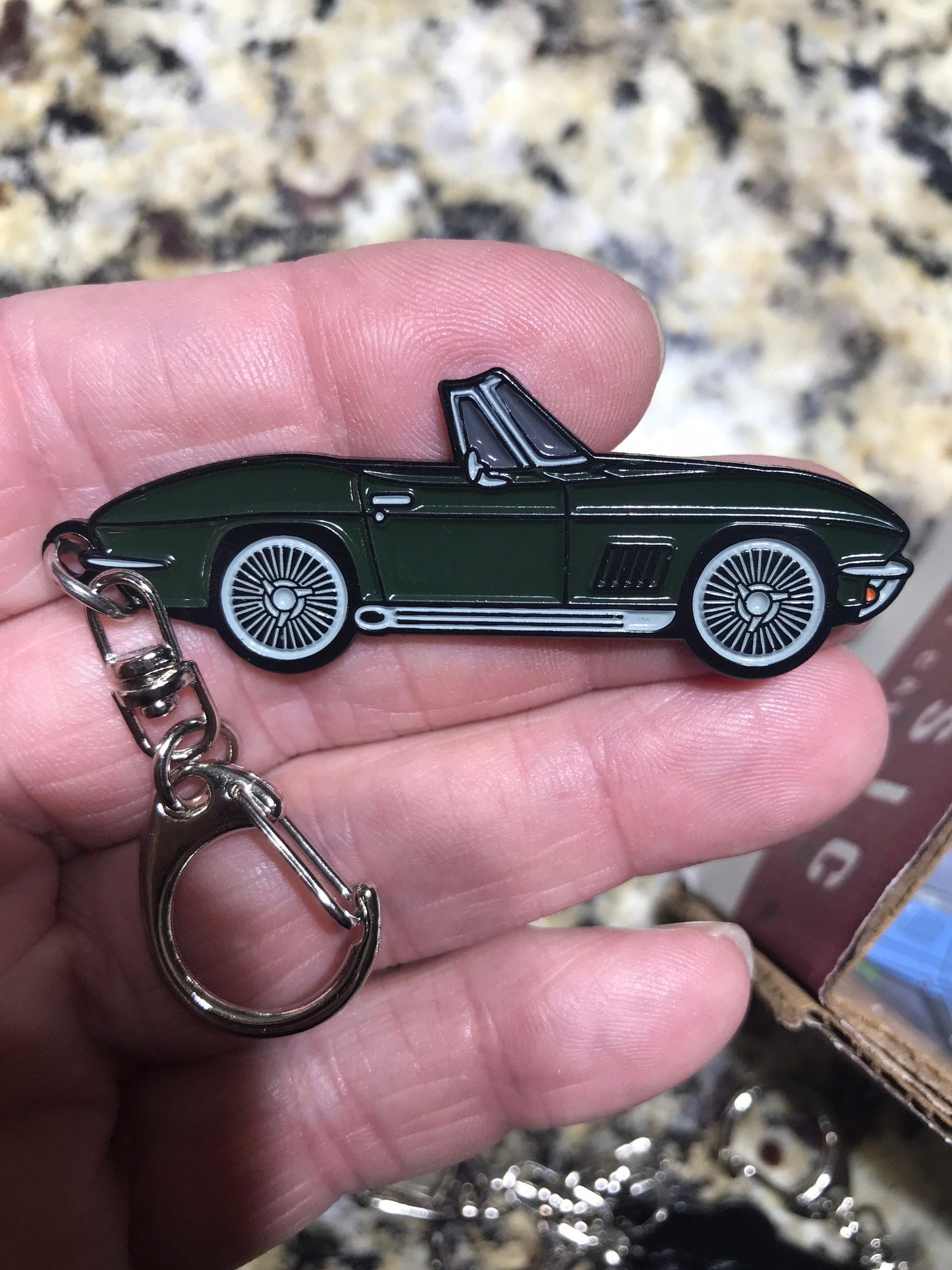 C2 #Corvette Baked Enamel Keychains #convertible #Stingray Goodwood GREEN