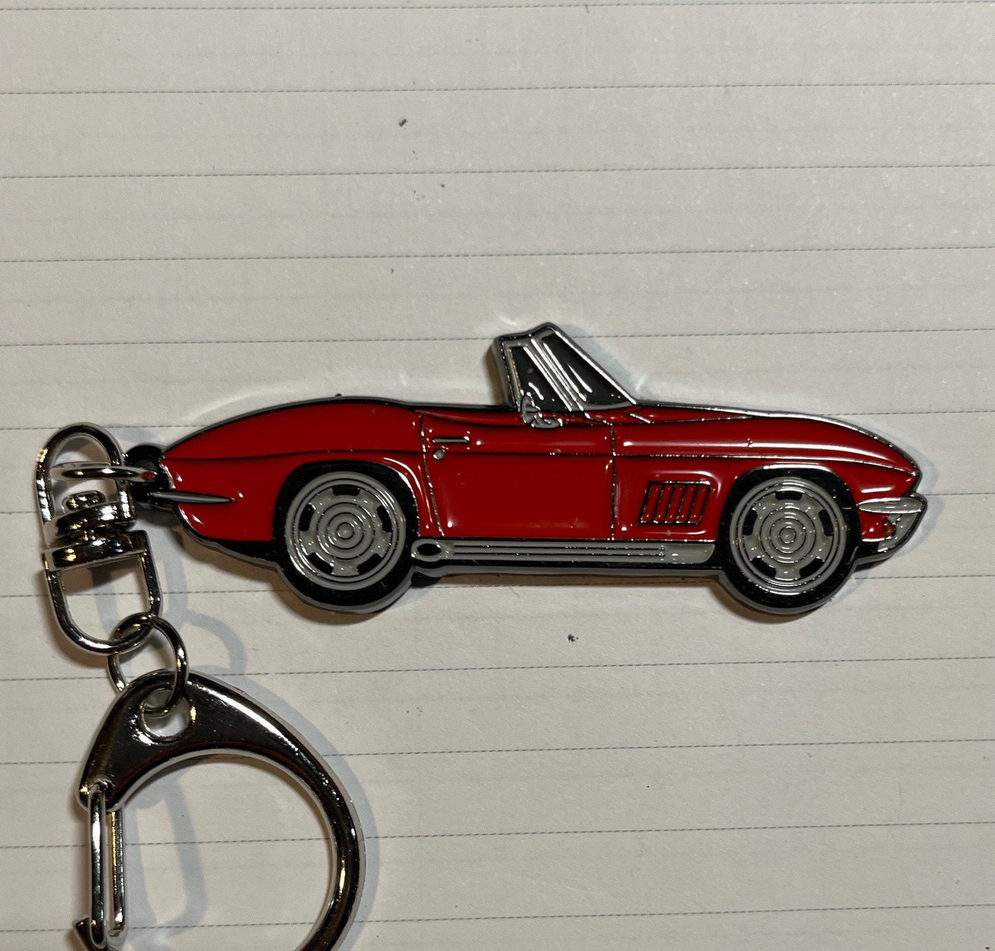 C2 RED Corvette with Steelies Enamel on Metal Keychains convertible Stingray