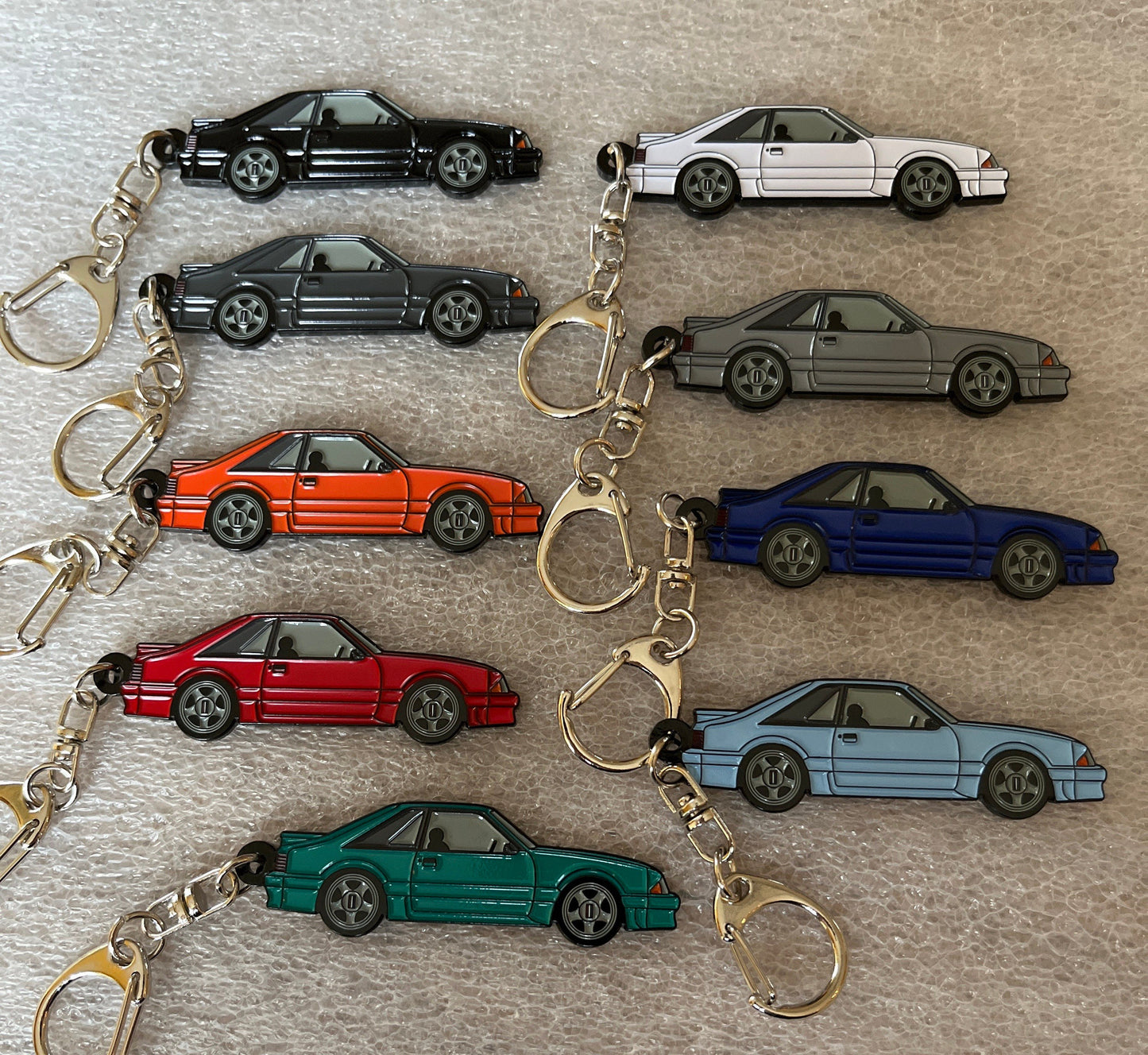 Ford Mustang HATCHBACK Fox Body Enamel on Metal Keychains available in 9 colors