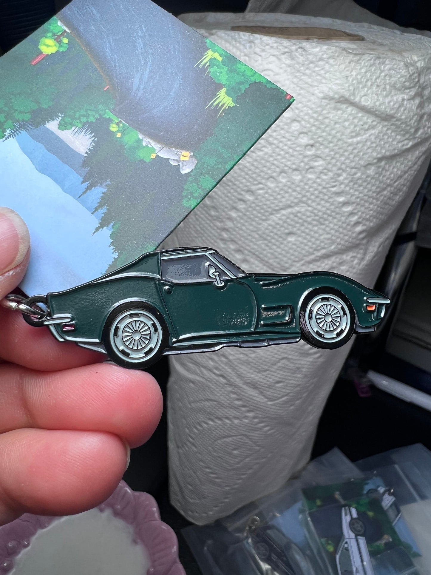 C2 #Corvette #Baked Enamel Keychains Dark Green, BRG #Stingray, great gift for the Vette enthusiast!