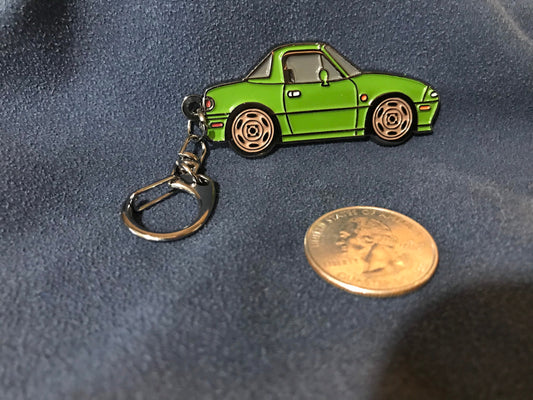 NA Mazda Miata MX5 GREEN Auto Baked Enamel Key Chains Key Rings NEW