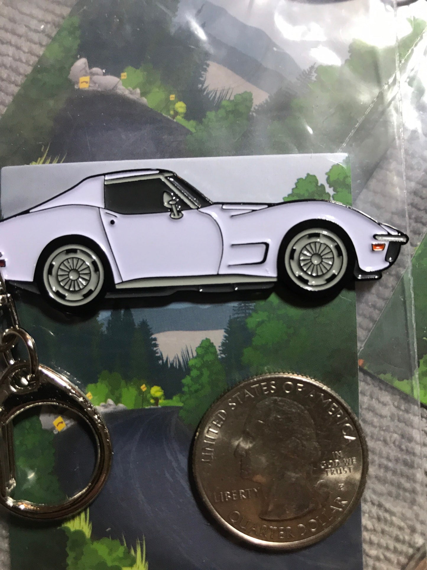 C3 #Corvette Baked Enamel Keychains WHITE #Stingray #Coupe