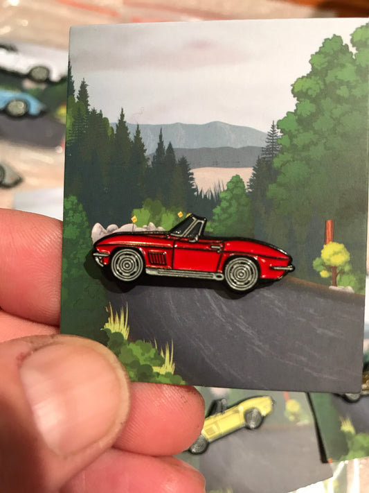 C2 #Corvette #Stingray #convertible Baked #Enamel #pinbadge #carpins RED