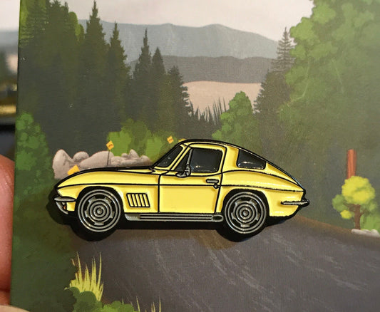 C2 #Corvette #Stingray #coupe Baked #Enamel lapel pin badge car pins YELLOW