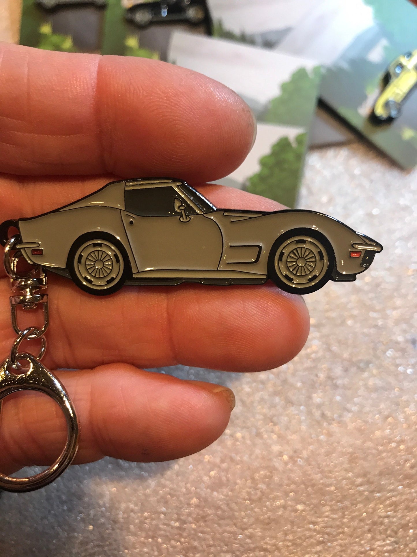 C3 #Corvette Baked Enamel Keychains SILVER #Stingray #Coupe