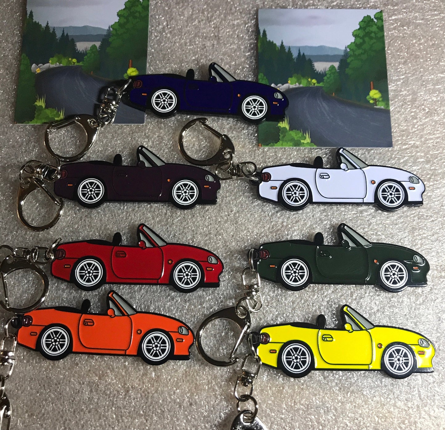 Mazda Miata NB MX5 Key Chain SILVER Baked Enamel Search Car enamel keychain accessory