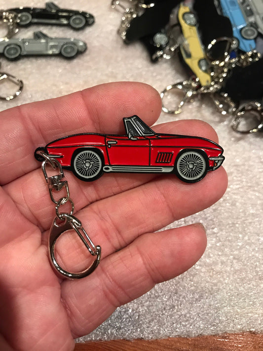 C2 #Corvette Enamel Keychains #convertible #Stingray Baked RED