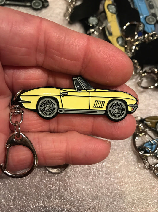 C2 #Corvette Baked Enamel Keychains #convertible #Stingray  YELLOW