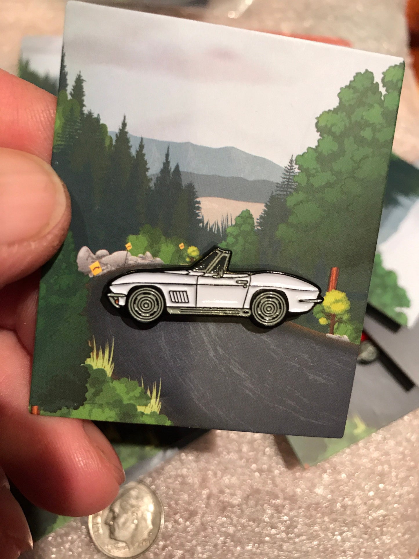 C2 #Corvette #Stingray #convertible Baked #Enamel #pinbadge #carpins WHITE