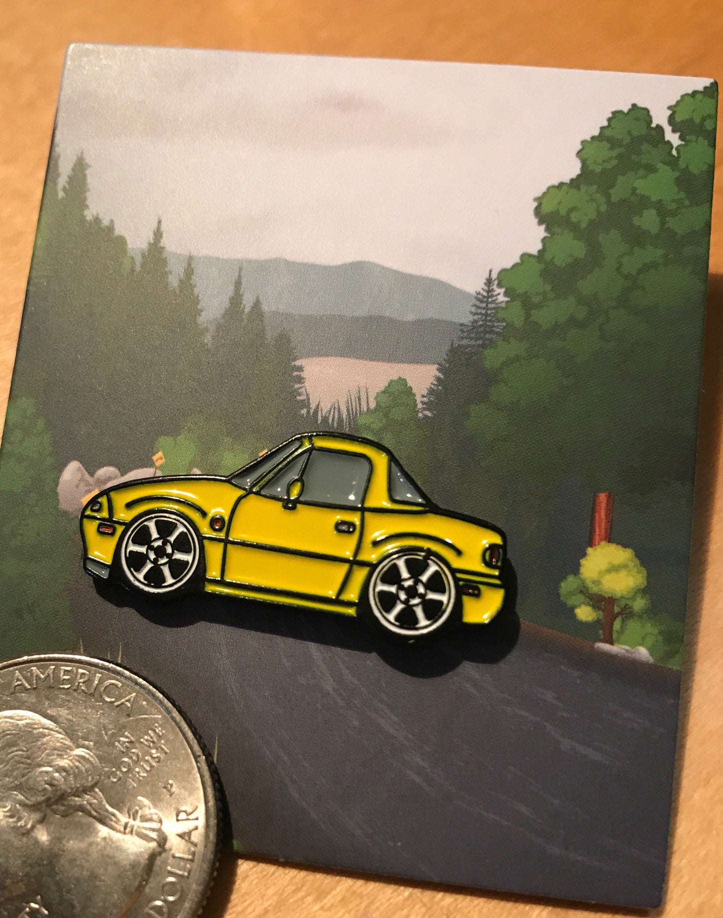 Enamel Auto Pins NA SUNBURST YELLOW Miata MX5 Roadster Pin