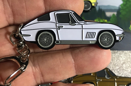 C2 #Corvette Baked Enamel Keychains WHITE #COUPE #Stingray