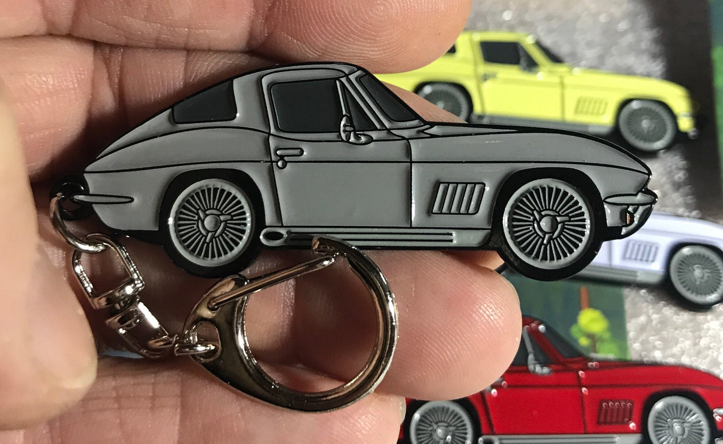 C2 #Corvette #Baked Enamel Keychains SILVER #Stingray