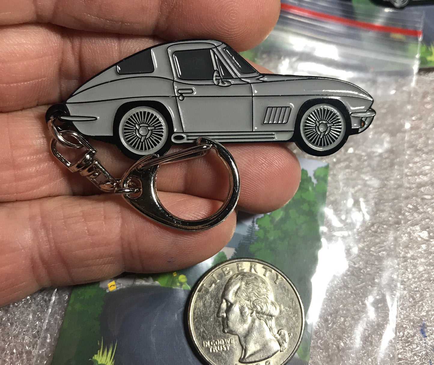 C2 #Corvette #Baked Enamel Keychains SILVER #Stingray