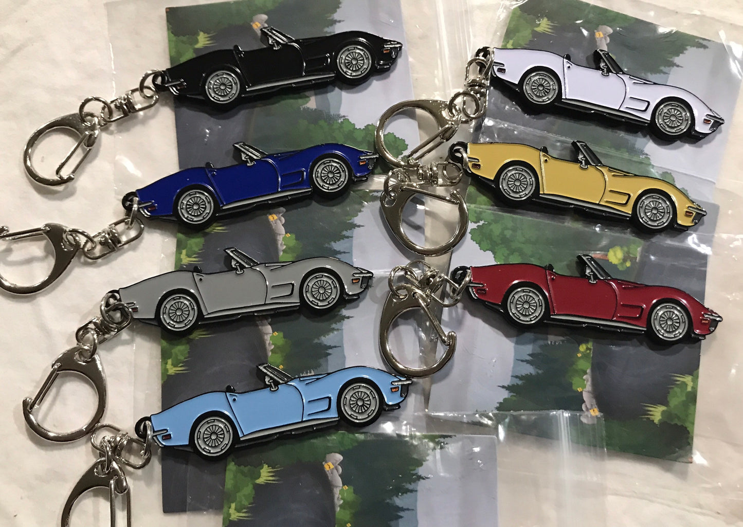 C3 #Corvette Baked Enamel Keychains SILVER #Stingray #convertible