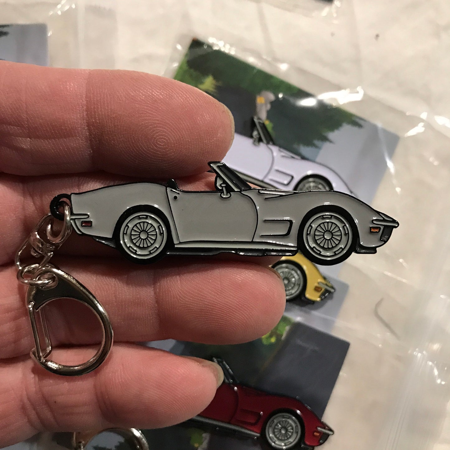 C3 #Corvette Baked Enamel Keychains SILVER #Stingray #convertible