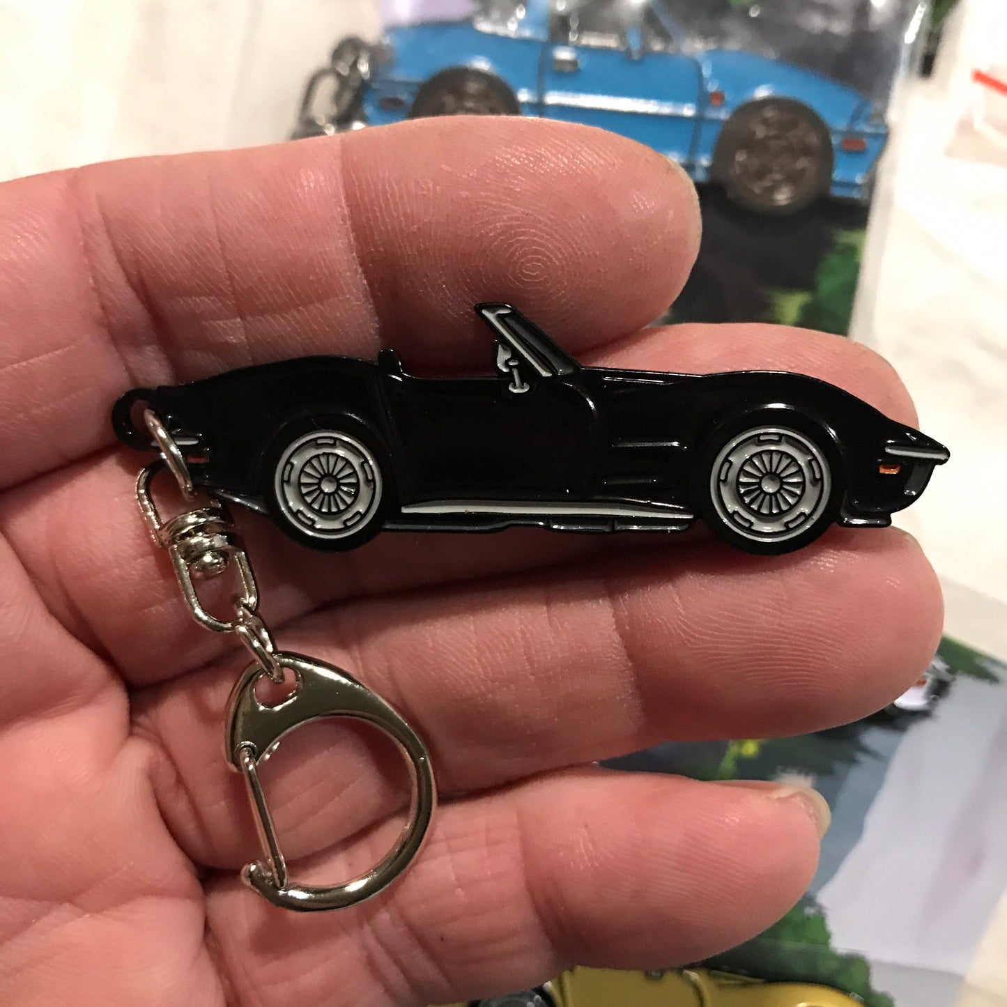 C3 #Corvette BLACK Enamel Convertible Keychain #Stingray