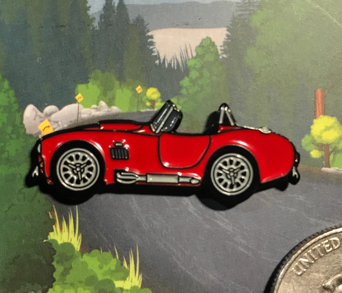 AC Shelby Cobra Enamel Auto Lapel Pin Badge available in 5 colors RED