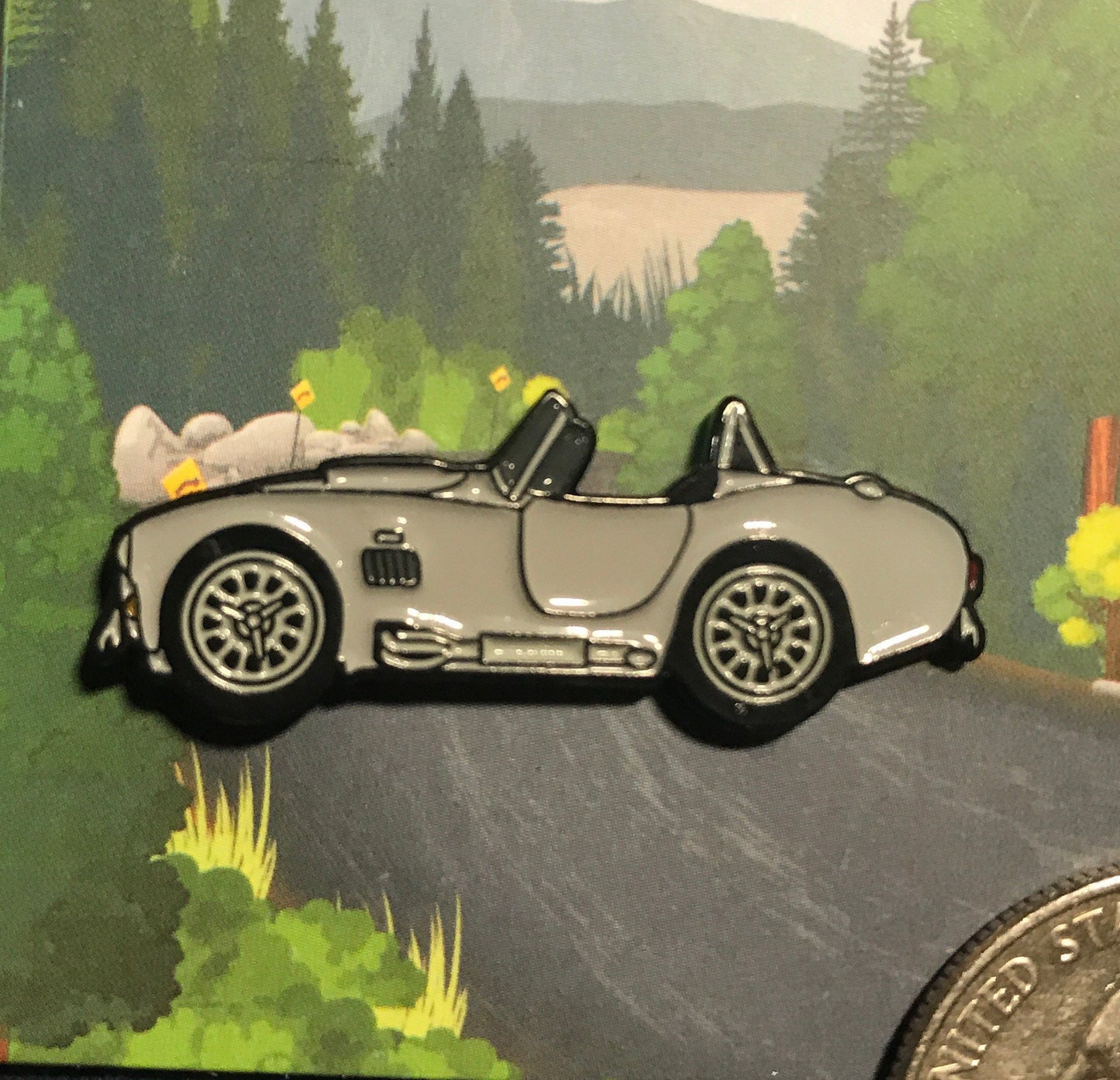 AC Shelby Cobra Enamel Auto Lapel Pin Badge available in 5 colors SILVER