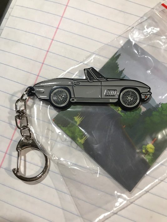 C2 #Corvette #Stingray Convertible Baked Enamel Keychains 7 colors Silver