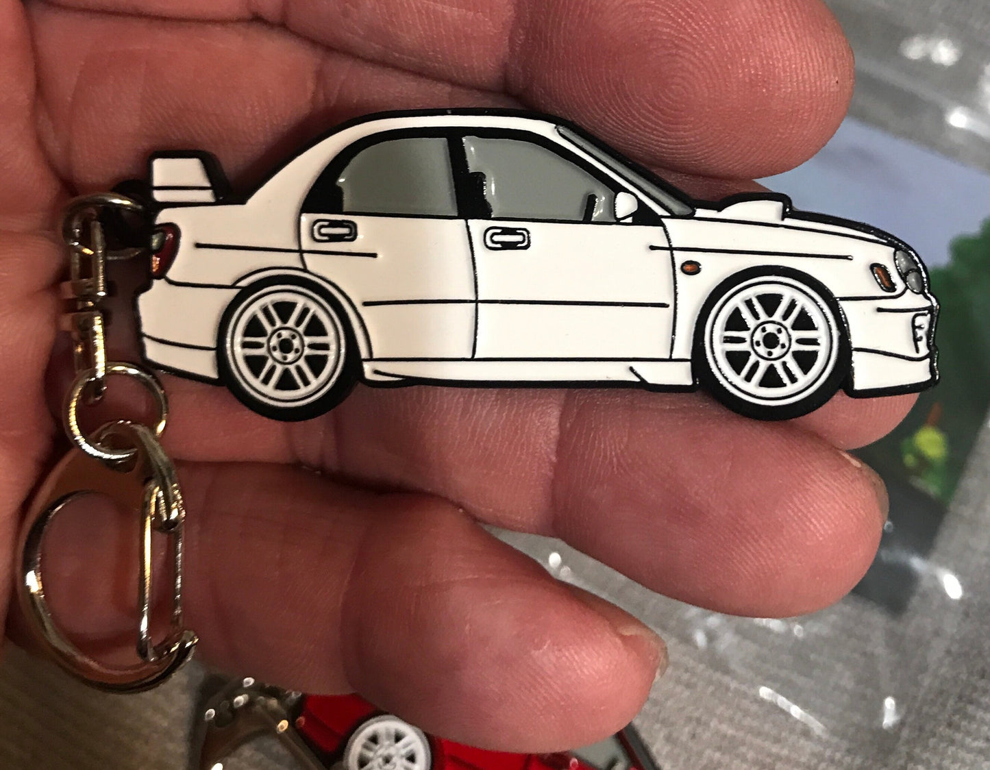 Keychain FOR Subaru WRX Sti Bug Eye Enamel on Metal Keychains in 6 colors