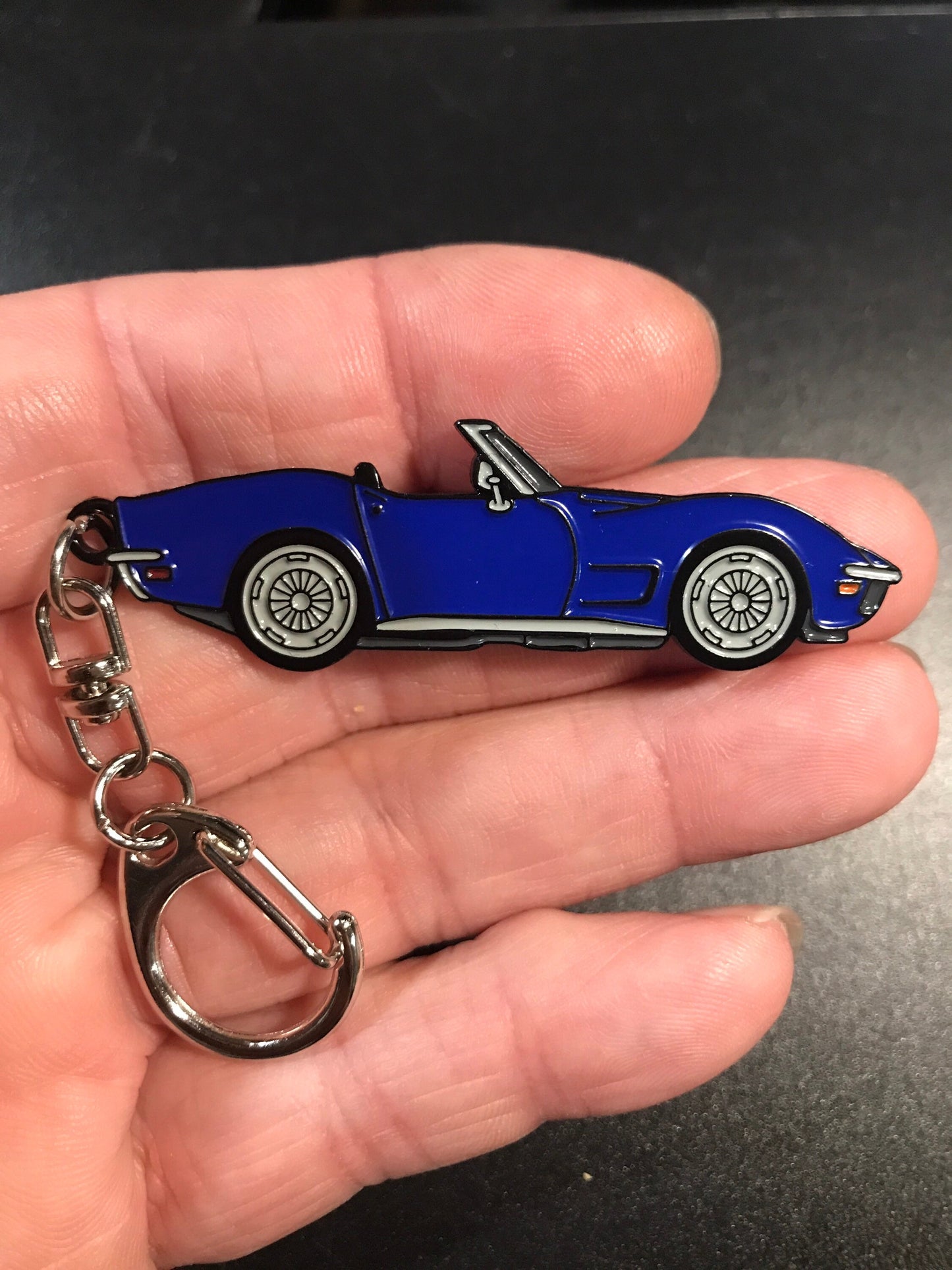 C3 Corvette DARK BLUE Convertible Enamel on Metal Keychain