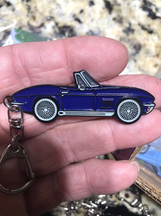C2 #Corvette Baked Enamel Keychains #convertible #Stingray Daytona BLUE