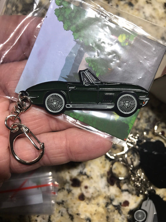 C2 #Corvette Baked Enamel Keychains #convertible #Stingray Goodwood GREEN