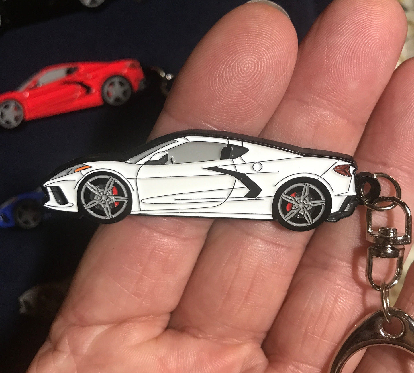 C8 Corvette Enamel on Metal Keychains Coupes in 8 colors - all available with BLACK wheels