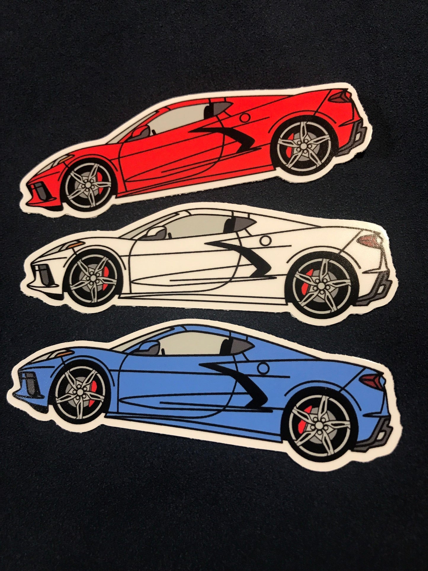 C8 STICKERS Corvette Stingray Red, White & Blue